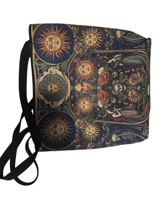 Handbags - Celestial Sun & Moon Printed Tote Bag - Black/Navy